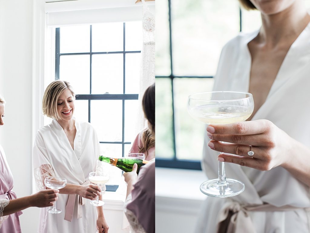 Bride toasting with bridesmaids | Harding Waterfront Estate Wedding| Ontario wedding photographer| Toronto wedding photographer| 3 Photography | 3photography.ca