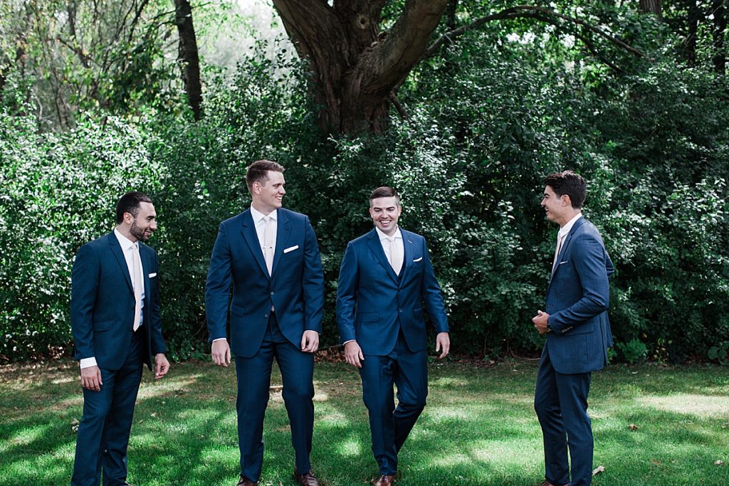 Groomsmen outside under tree| Harding Waterfront Estate Wedding| Ontario wedding photographer| Toronto wedding photographer| 3 Photography | 3photography.ca