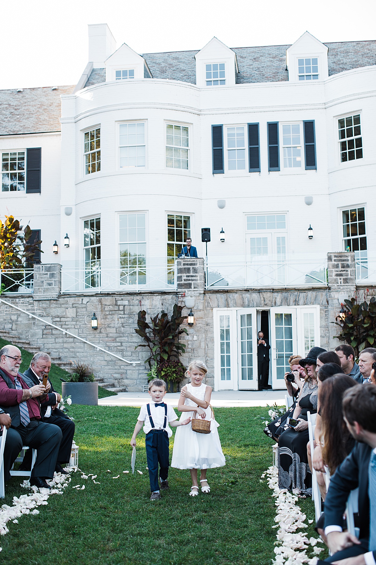 Flower girl and ring bearer walking down aisle| Harding Waterfront Estate Wedding| Ontario wedding photographer| Toronto wedding photographer| 3 Photography | 3photography.ca