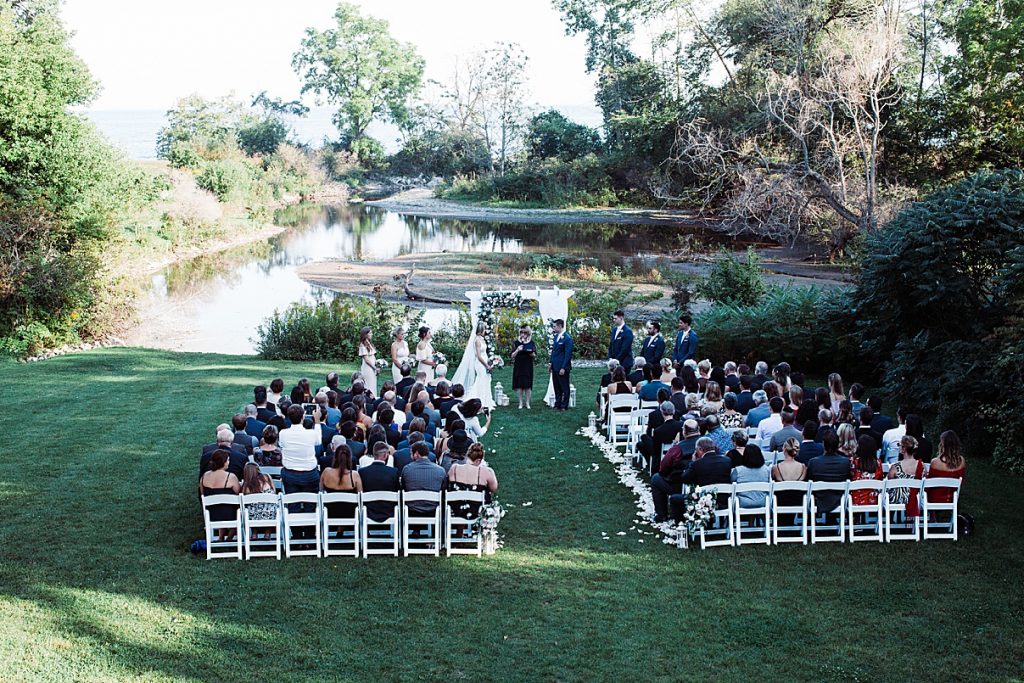 Overhead shot of wedding ceremony| Harding Waterfront Estate Wedding| Ontario wedding photographer| Toronto wedding photographer| 3 Photography | 3photography.ca