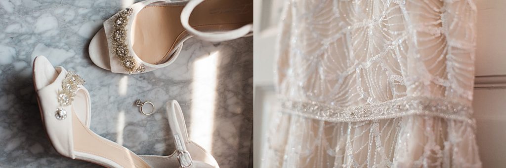 Wedding dress details, engagement ring, wedding shoes | Balls Falls, Ontario Wedding| Ontario Wedding Photographer| Toronto Wedding Photographer| 3Photography|3photography.ca