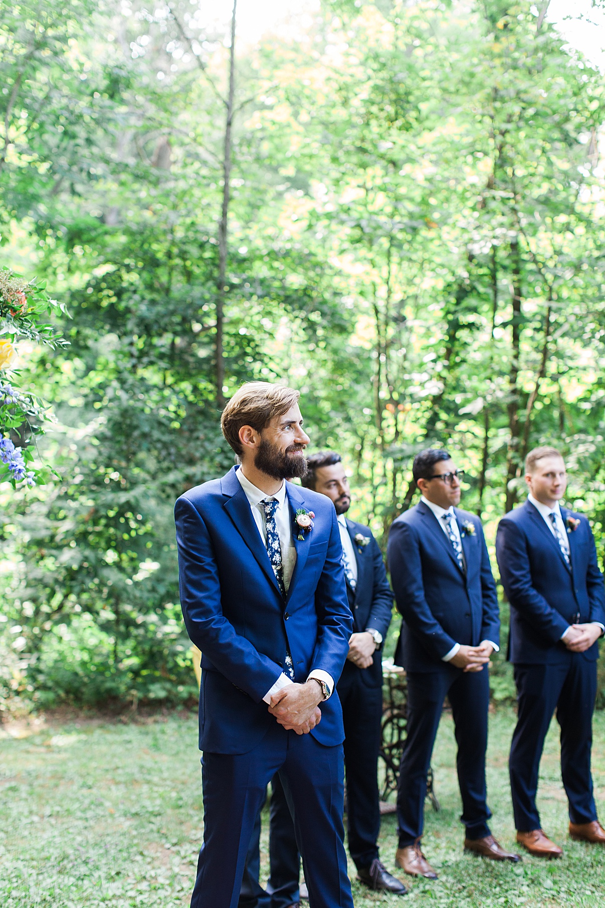 Groom smiling at alter | Balls Falls, Ontario Wedding| Ontario Wedding Photographer| Toronto Wedding Photographer| 3Photography|3photography.ca 040
