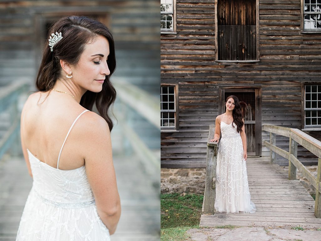 Bridal portrait in front of abandoned house | Balls Falls, Ontario Wedding| Ontario Wedding Photographer| Toronto Wedding Photographer| 3Photography| 3photography.ca