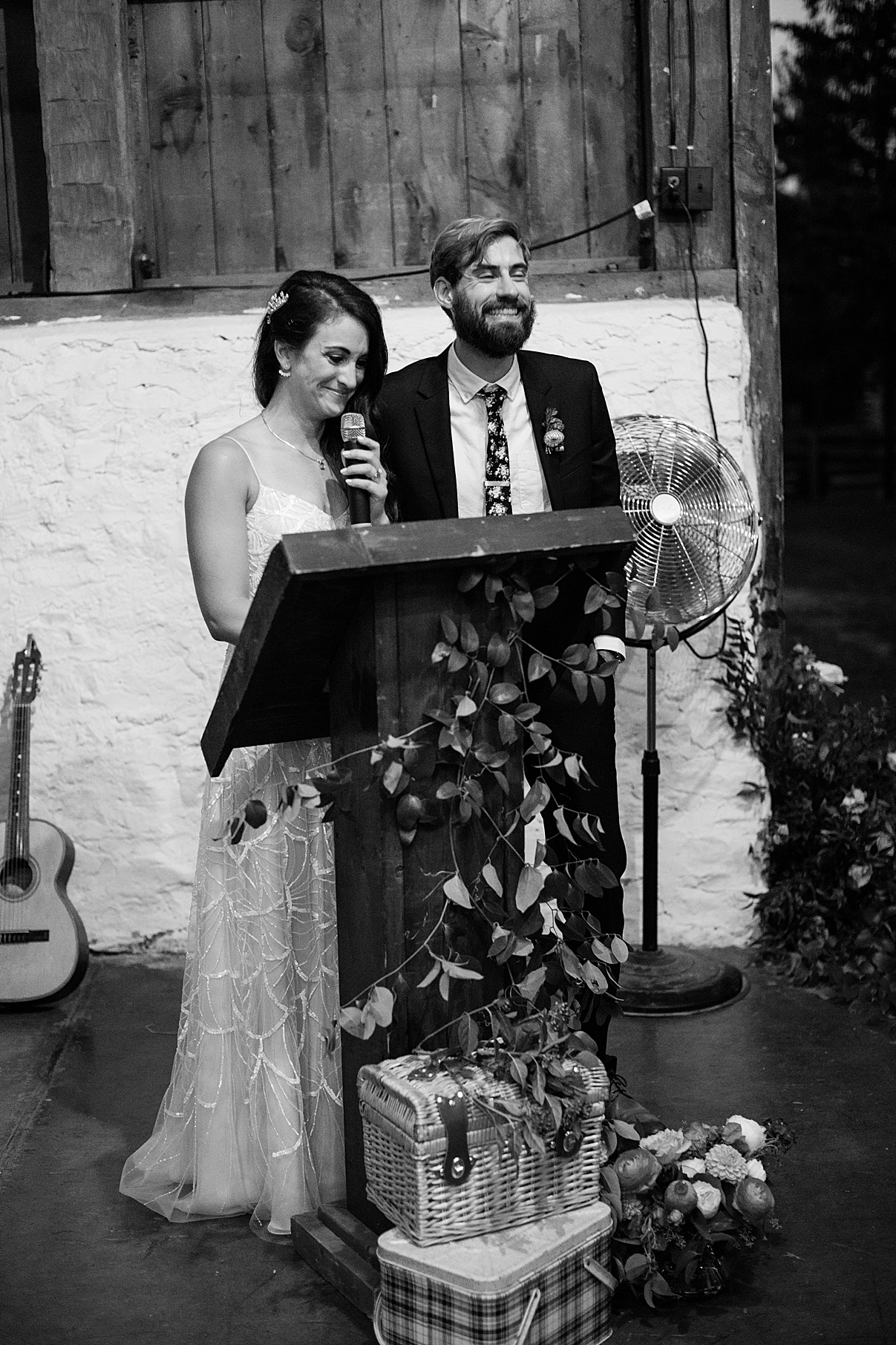 Black and white shot of bride and groom speech | Balls Falls, Ontario Wedding| Ontario Wedding Photographer| Toronto Wedding Photographer| 3Photography| 3photography.ca