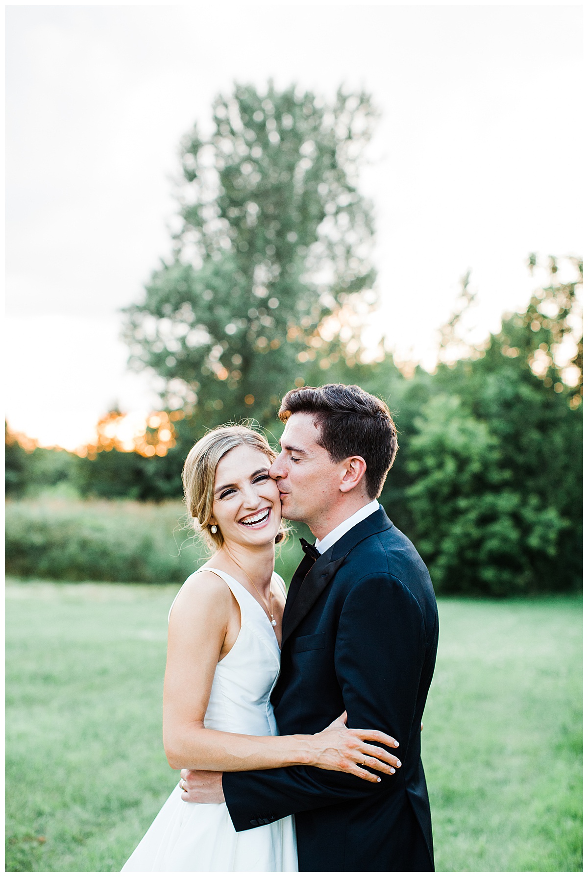 Groom kisses bride on cheek while she laughs| Georgetown, Ontario wedding photographer| Toronto wedding photographer| 3photography