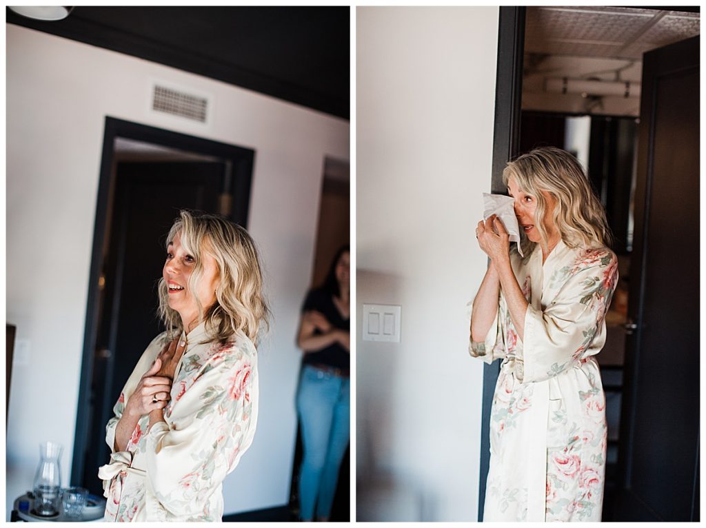 Mother of the bride tearing up