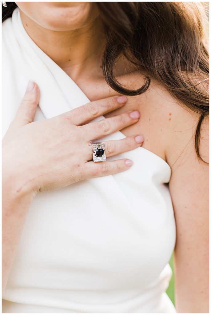 Bride showing off unique wedding ring | Toronto wedding photographer| Toronto engagement photographer| 3photography