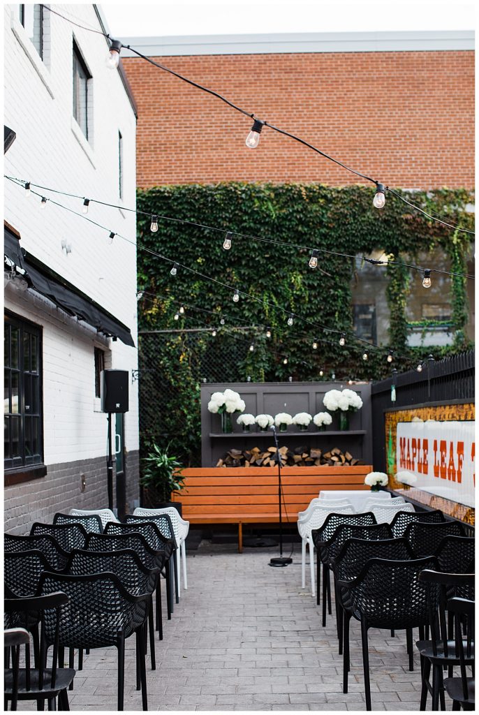 Patio view of the Maple Leaf Tavern in downtown Toronto| downtown Toronto wedding| Toronto wedding photographer| Toronto engagement photographer| 3photography