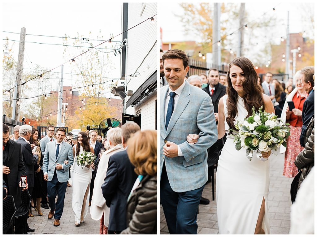 Bride tears up while walking down aisle | Maple Leaf Tavern wedding| Downtown Toronto wedding| Toronto wedding photographer| Toronto engagement photographer| 3photography